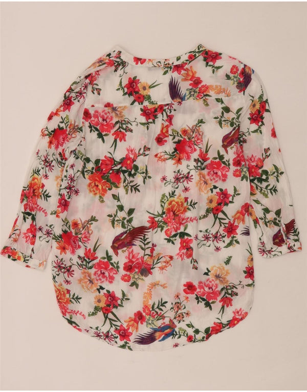 Zara Dame 3/4 ærmet bluse Top UK 12 Medium Multicolored Floral