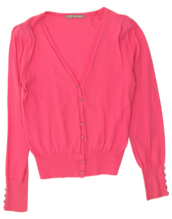Marks & Spencer Dame Cardigan Sweater UK 10 Small Pink Bomuld