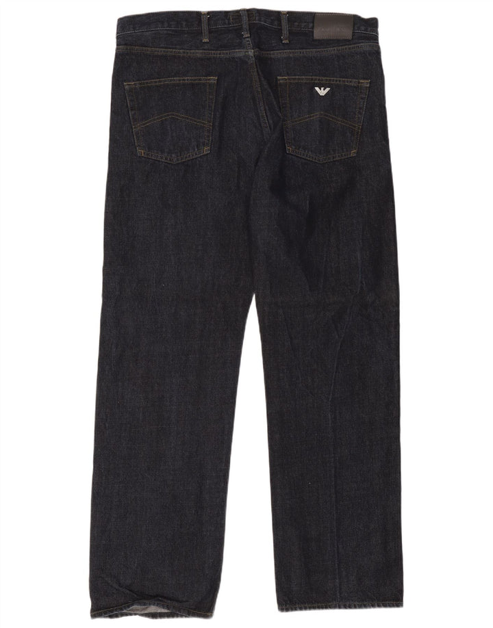 Armani Straight Jeans til mænd W40 L32 Marineblå Bomuld
