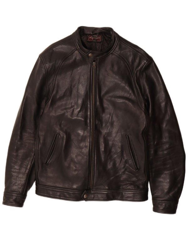Vintage Herre Læder Bomber Jacket UK 38 Medium Sort Læder