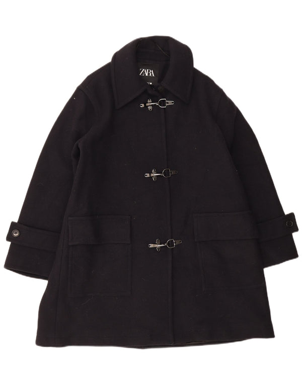 Zara Dame Oversized Overfrakke UK 10 Small Navy Blue Uld