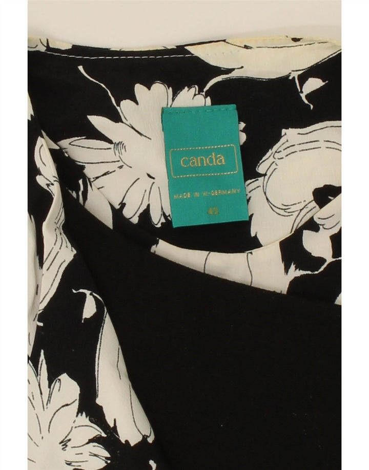 CANDA Womens 3/4 Sleeve 1 Button Blazer Jacket EU 42 Large Black Floral Vintage Canda and Second-Hand Canda from Messina Hembry 