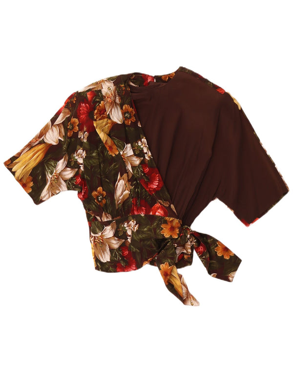 Punto e Virgola Damebluse Top IT 44 Medium Brown Floral Acetate