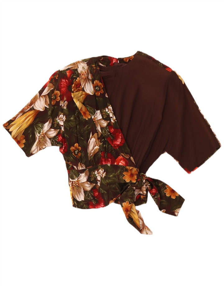 Punto e Virgola Damebluse Top IT 44 Medium Brown Floral Acetate