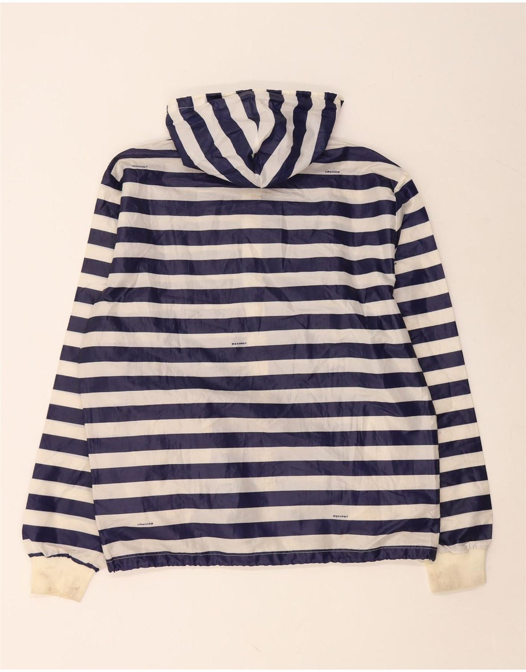 INVICTA Regnjakke med hætte til mænd UK 40 Stor marineblå stribet polyester