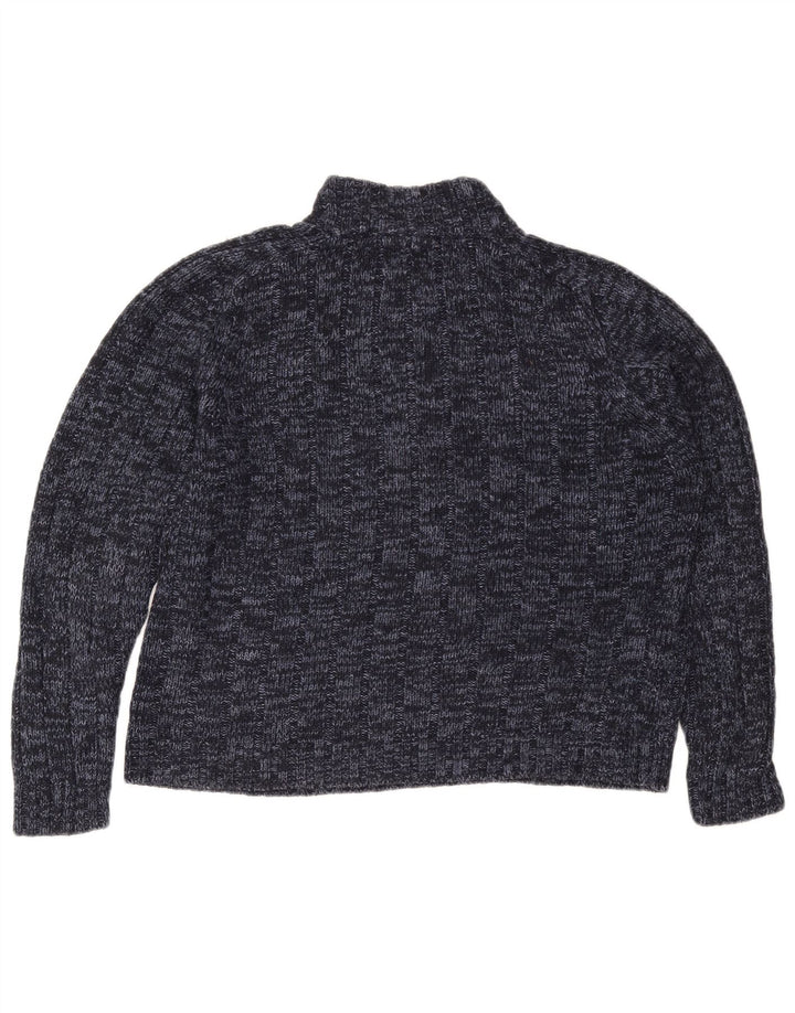 MARKS & SPENCER Dame sweater med lynlås i halsen UK 16 Large Navy Blue