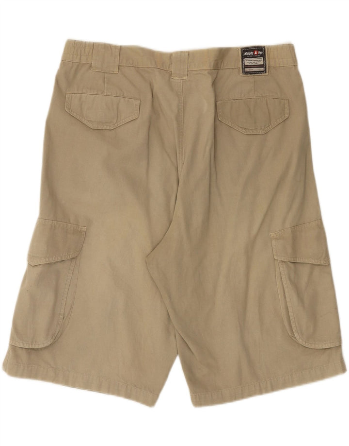 MURPHY & NYE Herre Cargo Shorts W38 XL Beige Bomuld