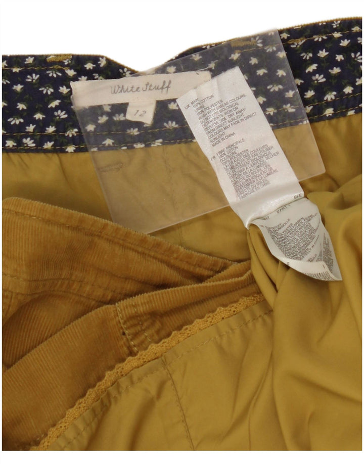 WHITE STUFF Dame Mini Corduroy Nederdel UK 12 Medium W32 Gul Bomuld