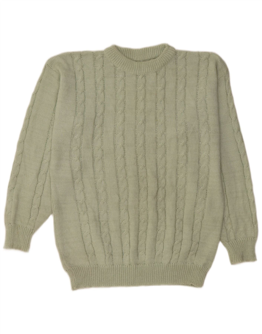 Vintage herre sweater med rund hals, medium grøn