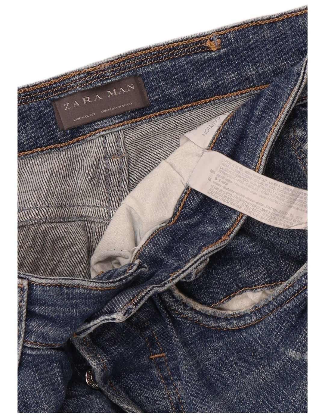 ZARA Herre Distressed Slim Jeans EU 40 Medium W31 L30 Blå Bomuld