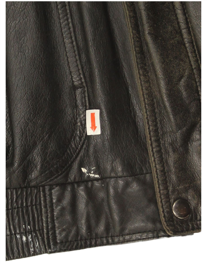 Vintage Herre Læderjakke IT 48 Medium Sort Læder
