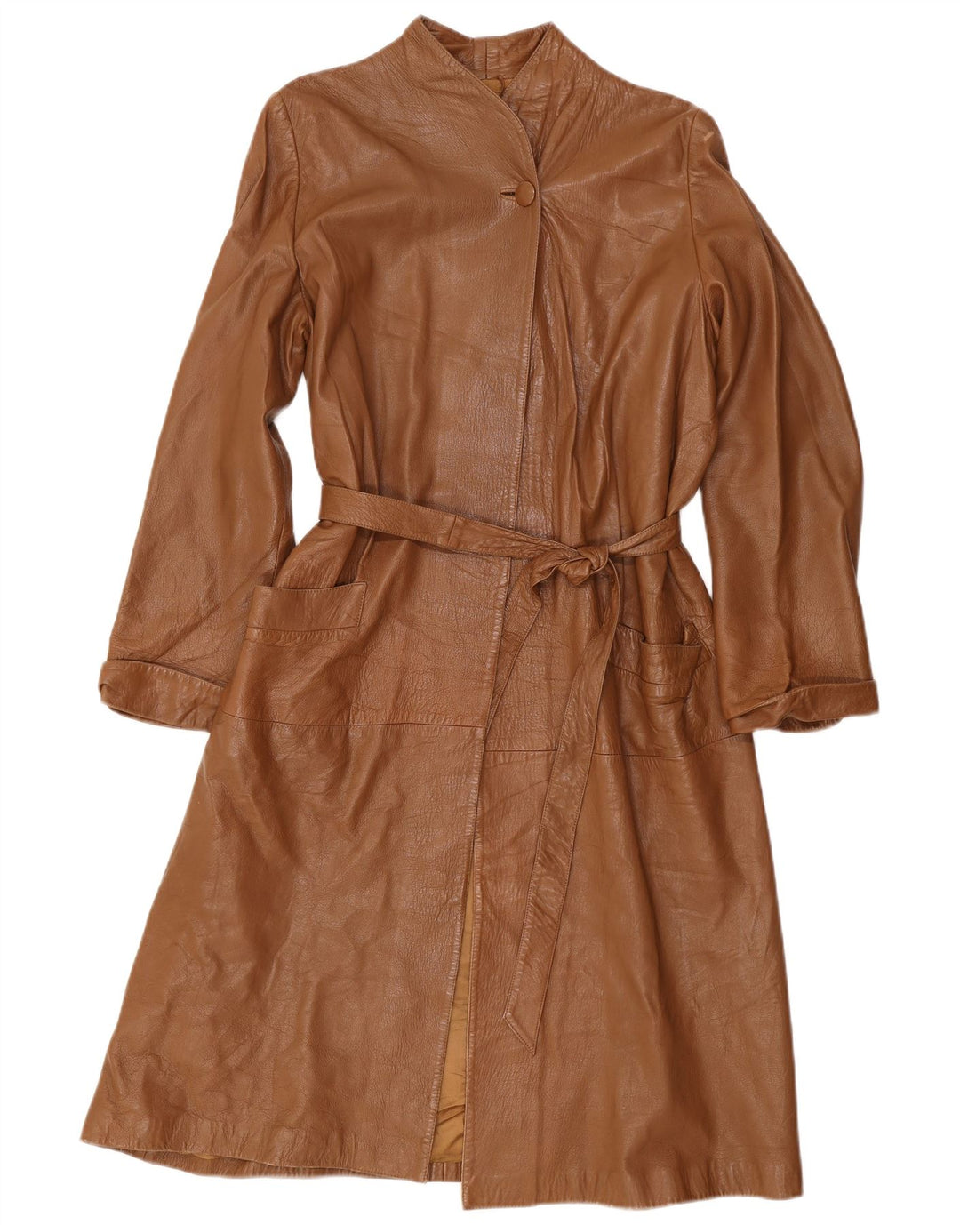 Vintage Dame Oversized Læderfrakke IT 40 Lille Brun
