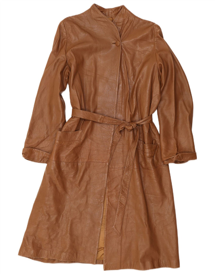 Vintage Dame Oversized Læderfrakke IT 40 Lille Brun