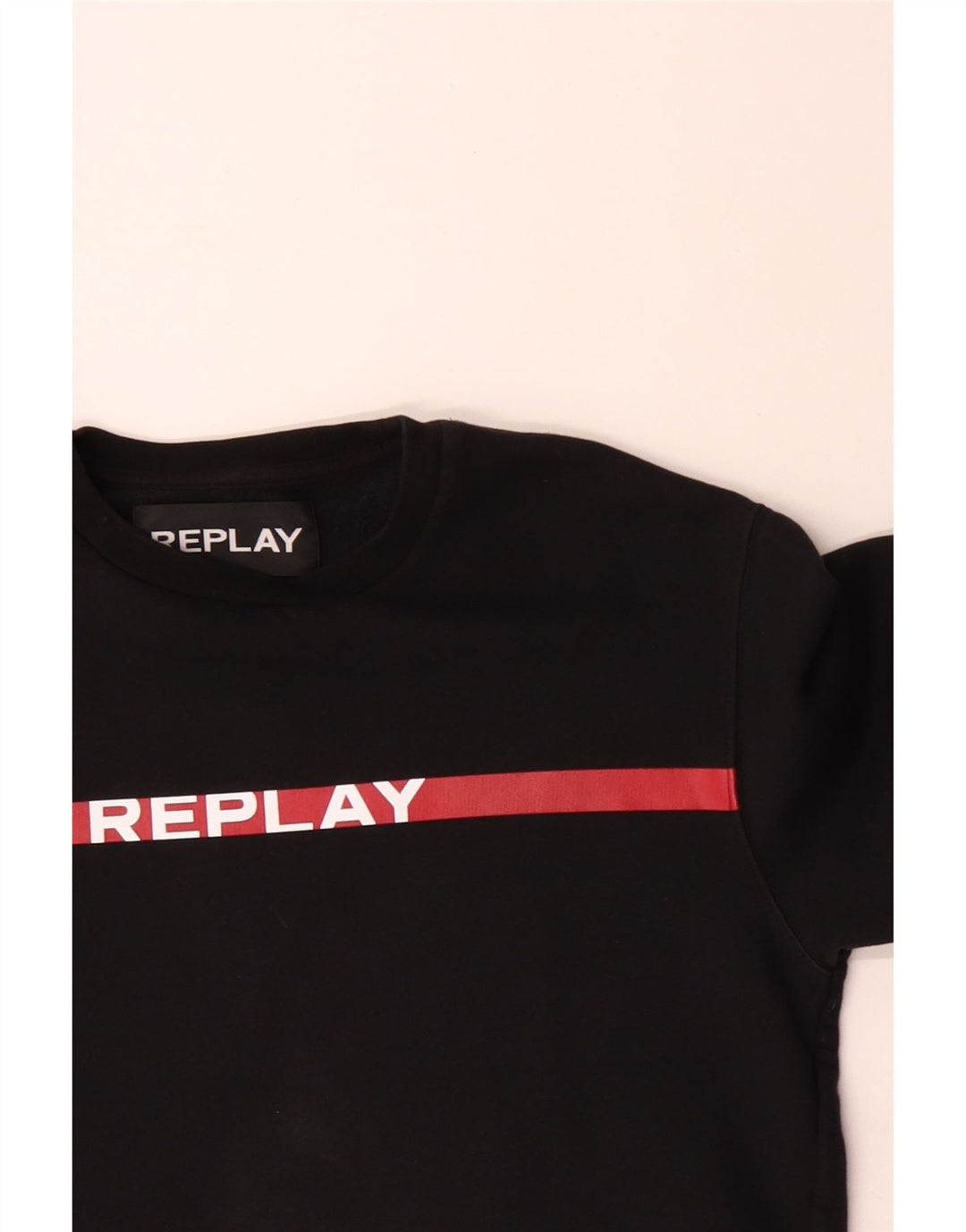Replay Herre Grafisk Sweatshirt Jumper Medium Sort Bomuld
