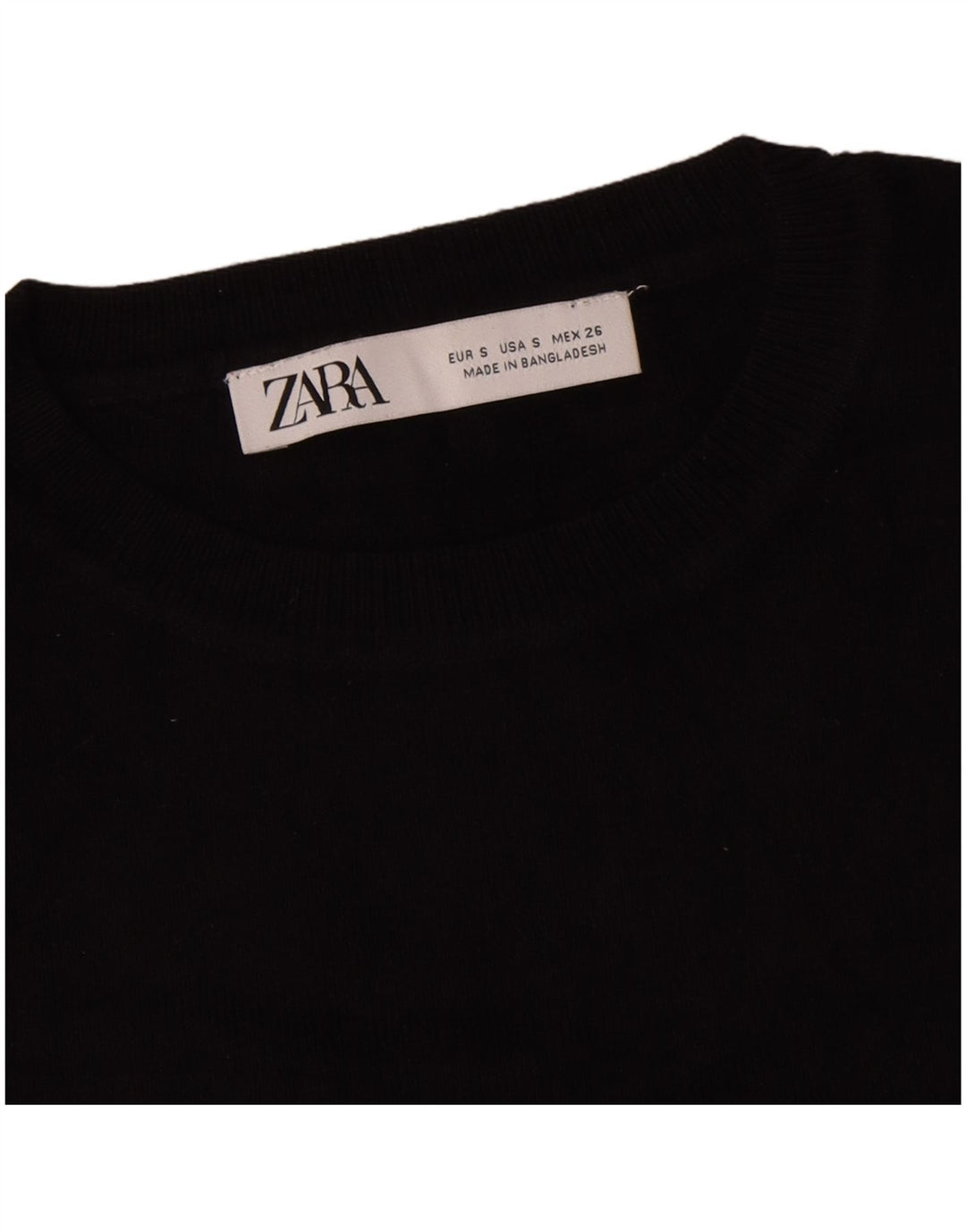 Zara Womens Crop Oversized Top Langærmet UK 10 Small Black Viscose