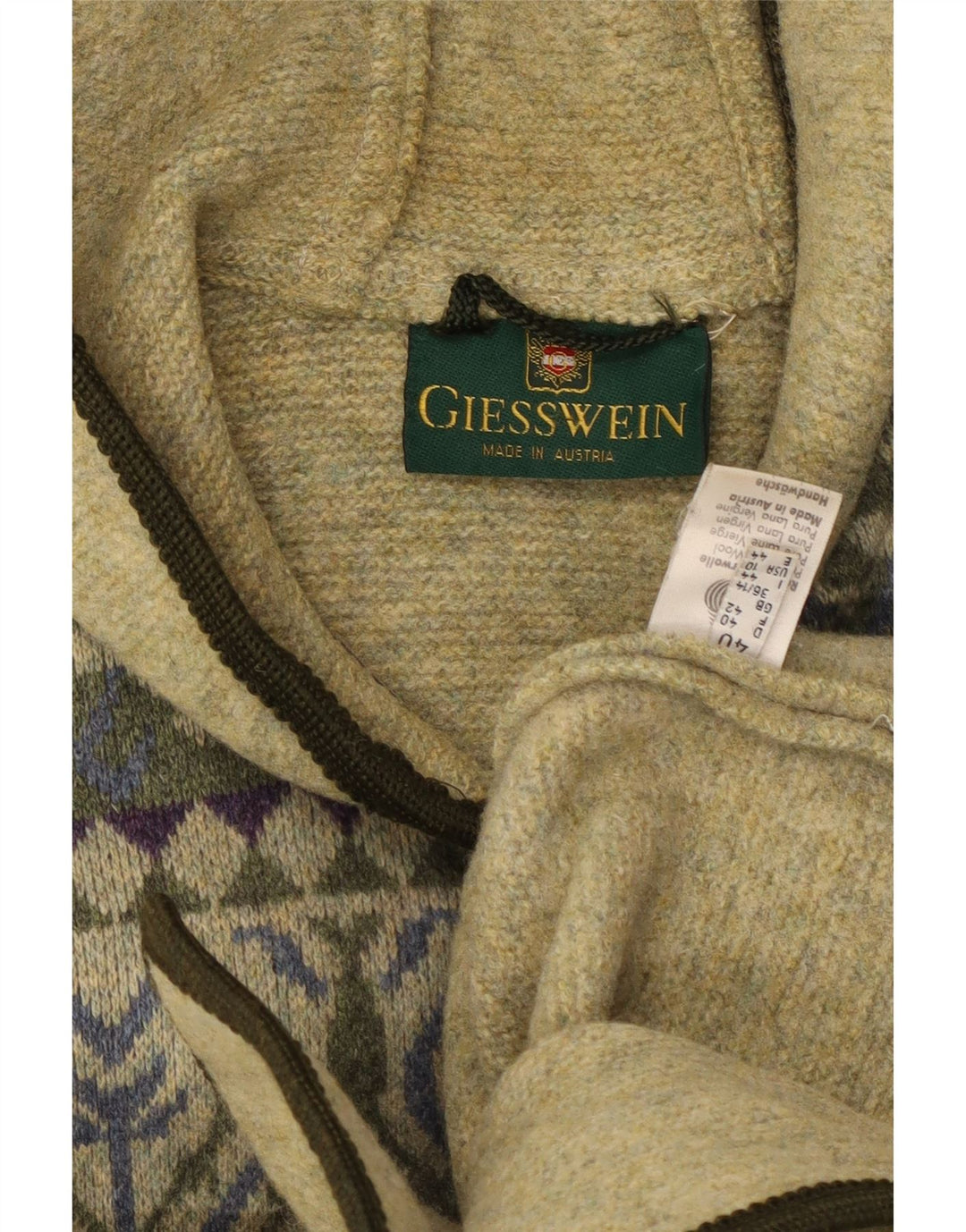 GIESSWEIN Sweater med hætte til kvinder UK 14 Large Green Fair Isle
