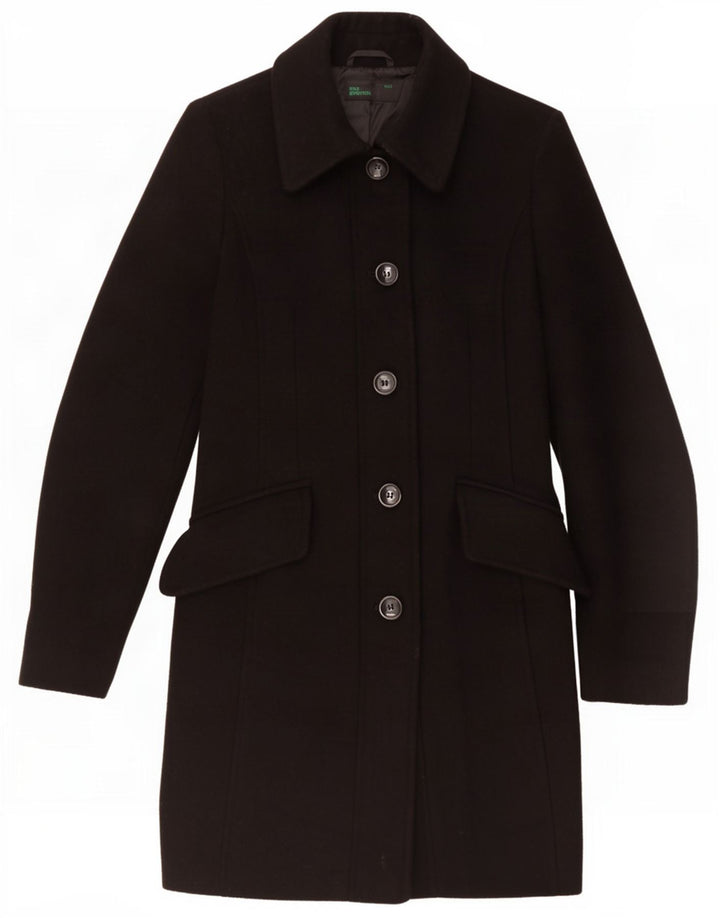 Benetton Dame Overfrakke UK 6 XS Sort Uld