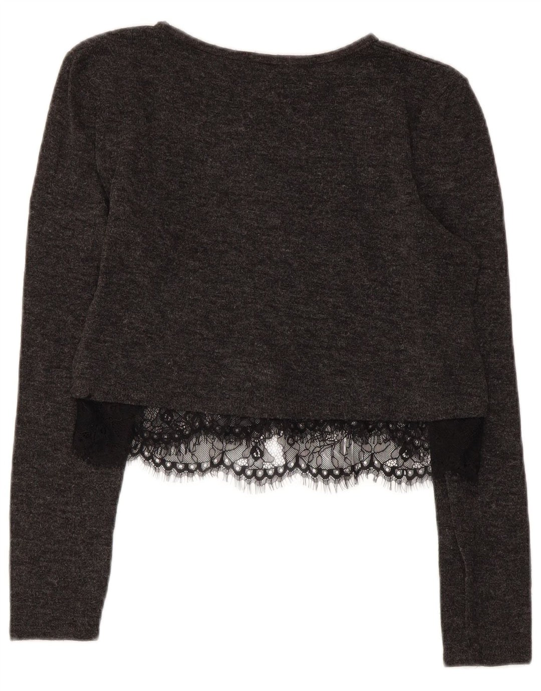 Zara Womens Crop Top Langærmet UK 12 Mellemgrå