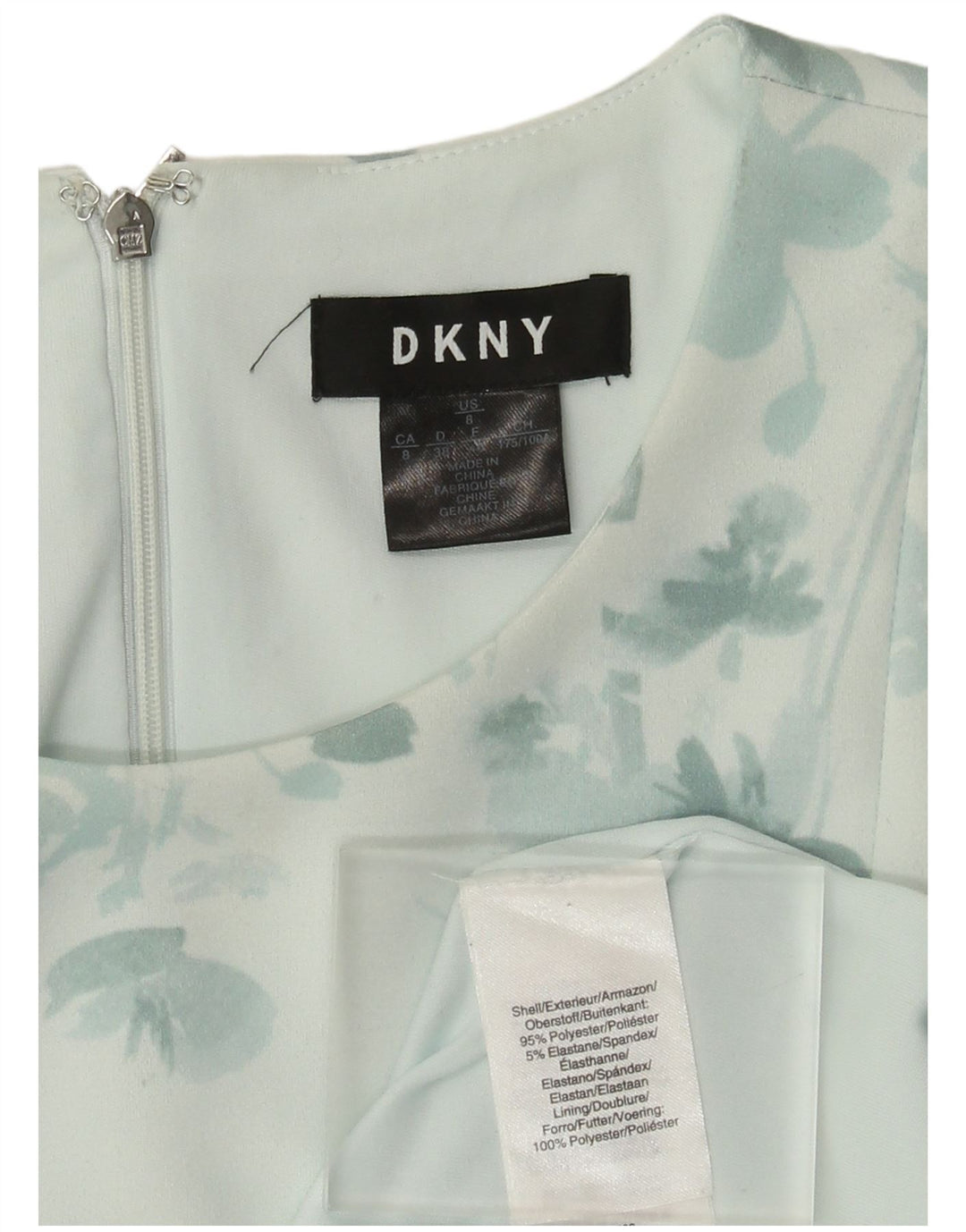 Dkny Dame Ærmeløs A-Line Kjole EU 40 Medium Green Floral Polyester