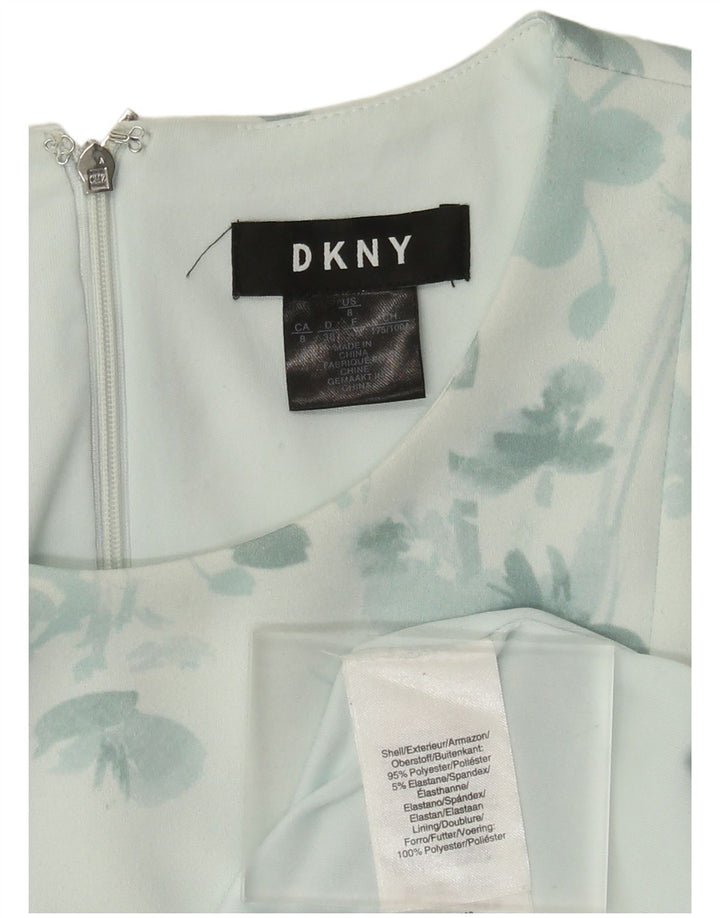 Dkny Dame Ærmeløs A-Line Kjole EU 40 Medium Green Floral Polyester