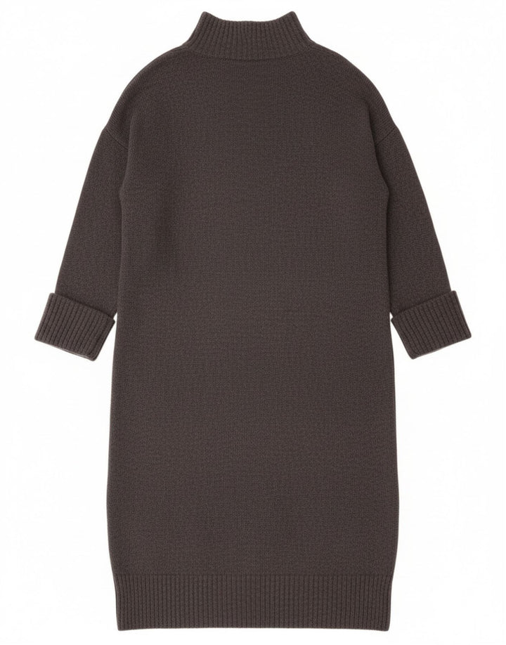MINT FLØJEL Dame Langærmet Oversized Jumper Kjole UK 14 Medium Grey