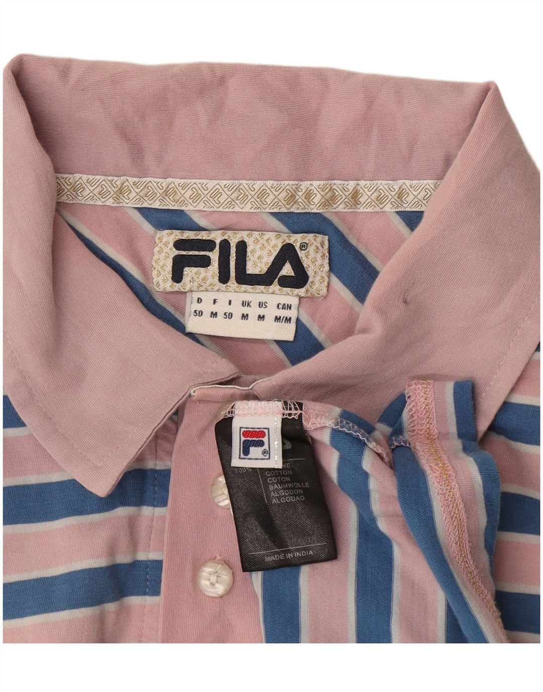 FILA Poloshirt til mænd Medium Pink Stribet bomuld