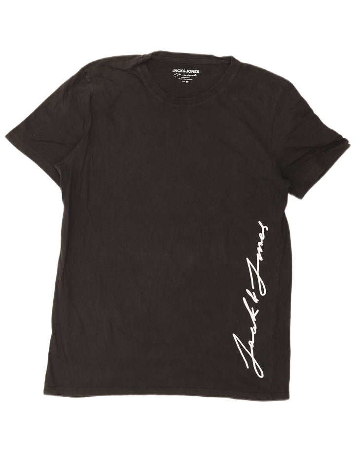 JACK & JONES Herre grafisk T-shirt Top Medium Sort Bomuld