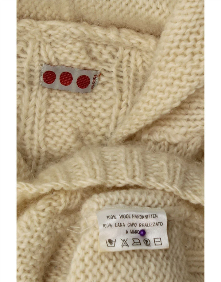 Vintage sweater med hætte til mænd, stor off-hvid uld