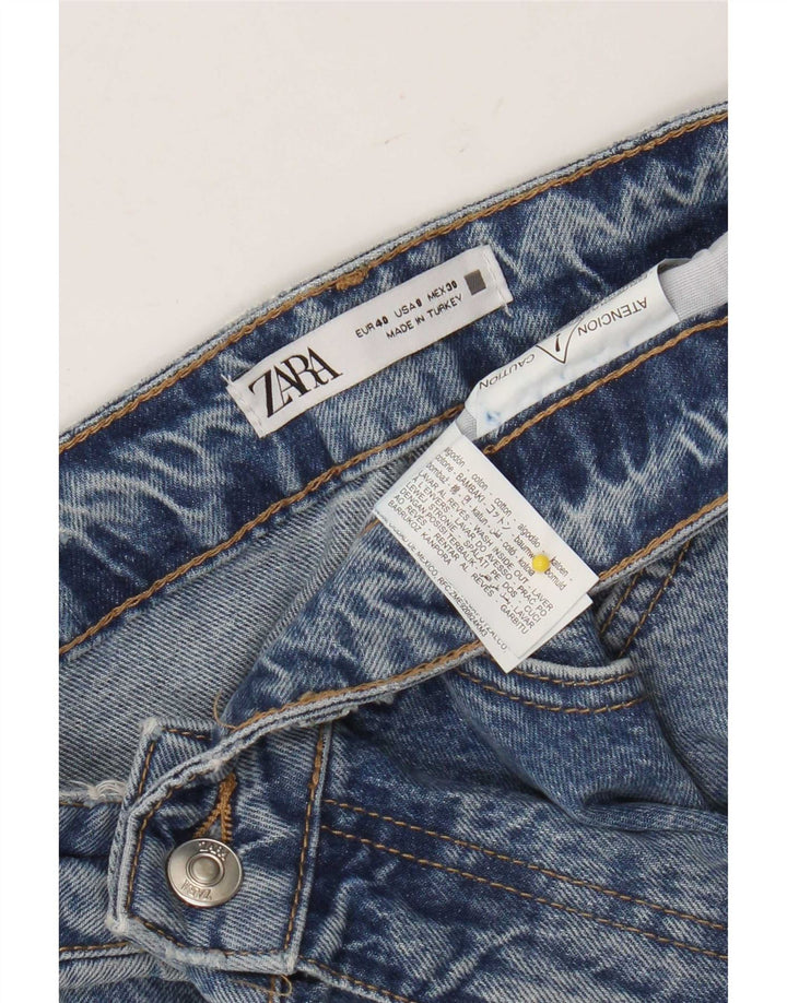 Zara Dame Straight Jeans EU 40 Medium W30 L28 Blå Bomuld