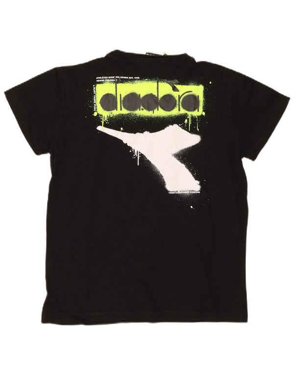 Diadora Boys Grafisk T-Shirt Top 13-14 år Sort Bomuld