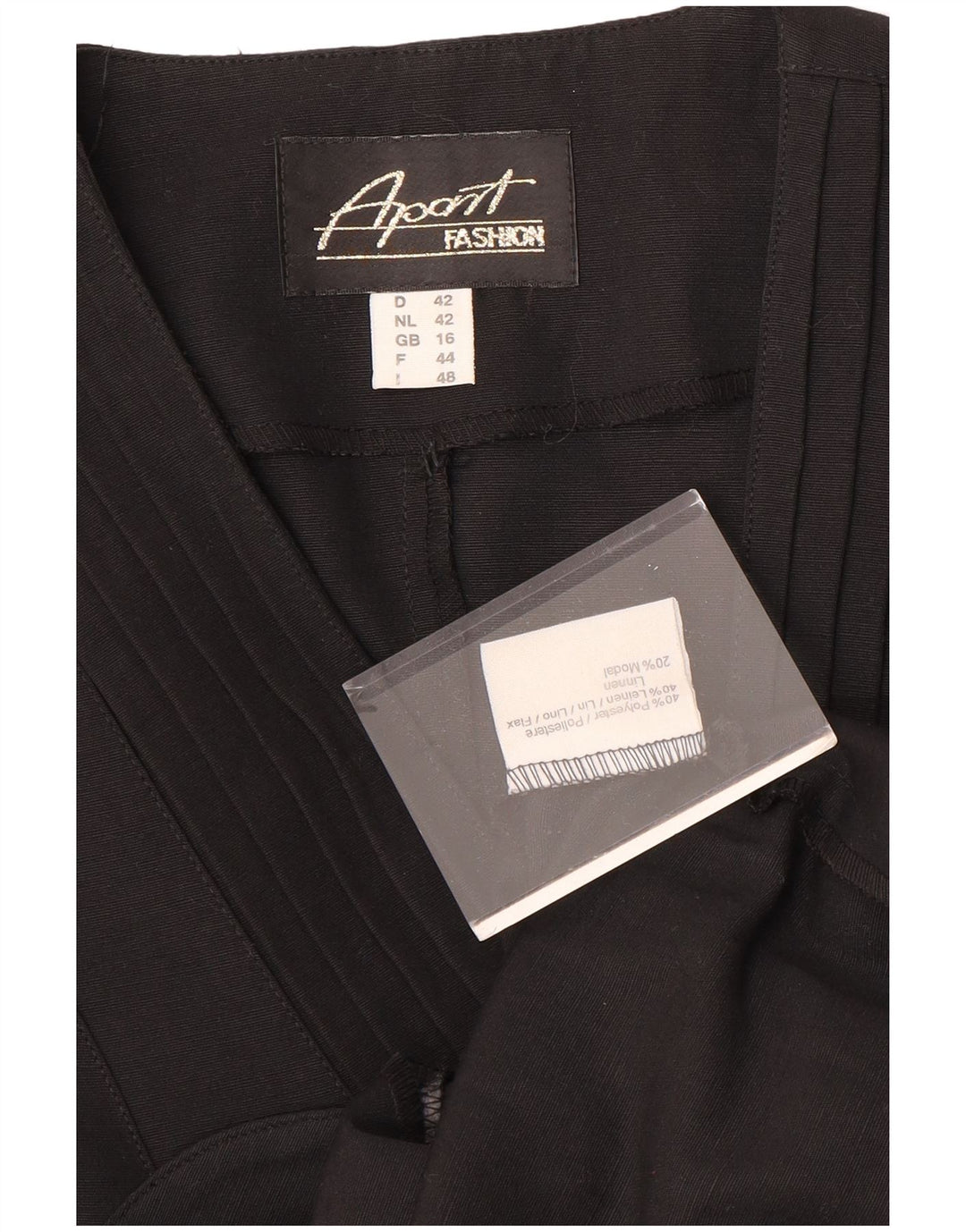 APART Dame 4-knaps ærmeløs blazerjakke UK 16 Stor sort polyester