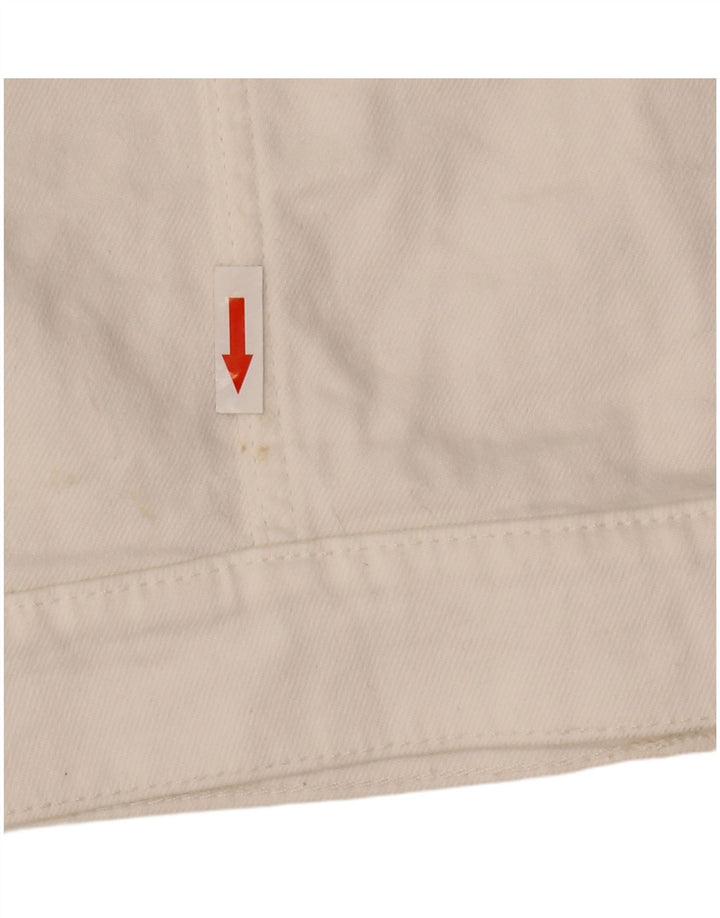 Marks & Spencer Dame Crop Denim Jacket UK 12 Medium White Bomuld
