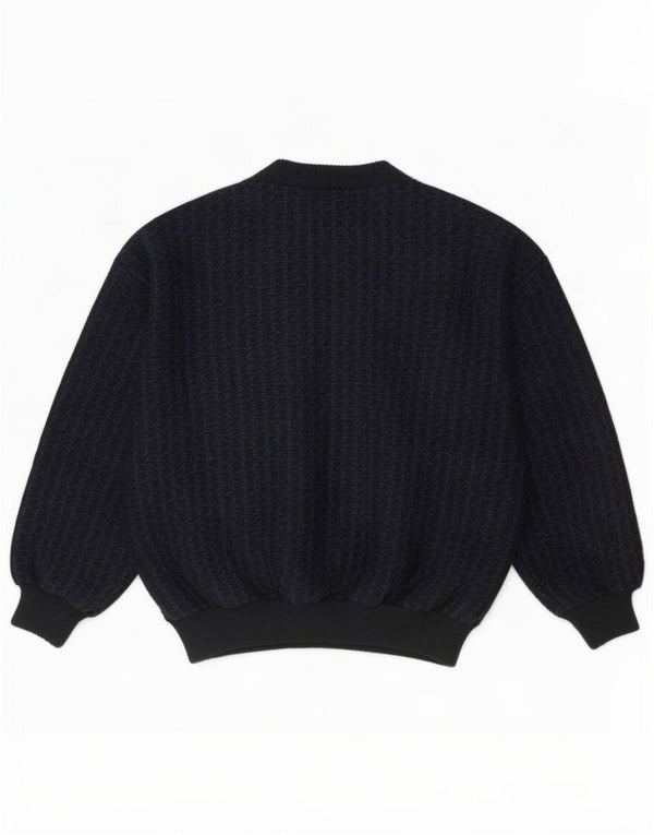 Vintage Womens Crew Neck Jumper Sweater UK 16 Large Black Animal Print
