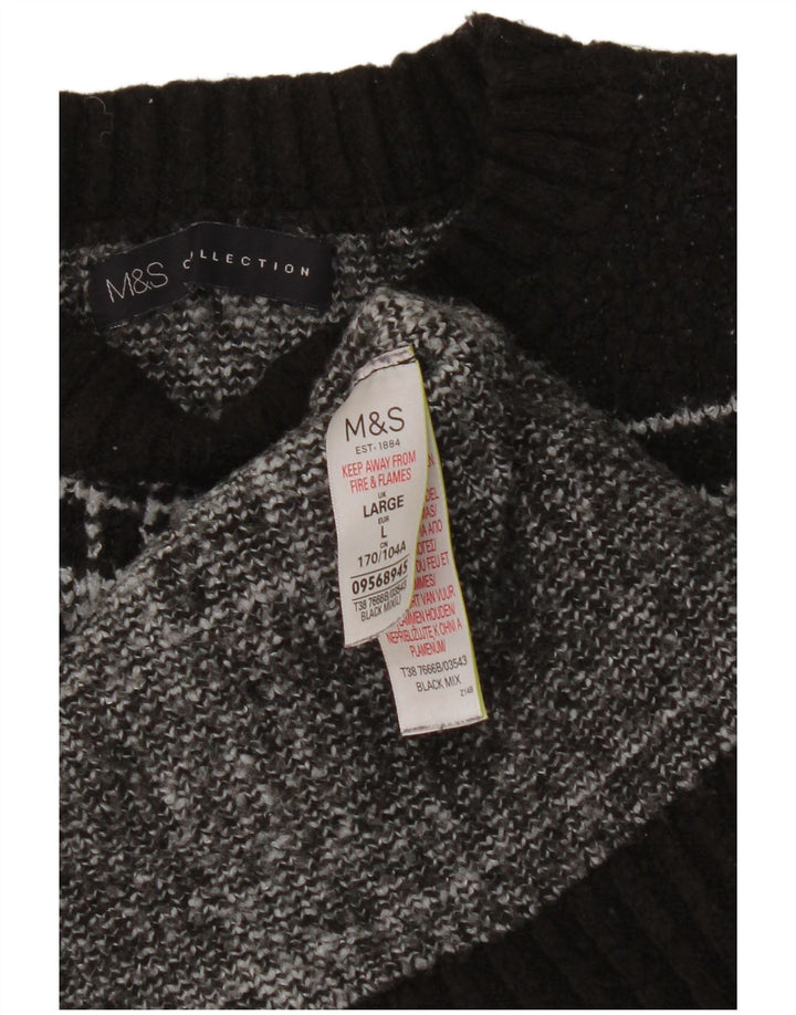 Marks & Spencer Dame sweater med rund hals DK 16 Stor sort plaid