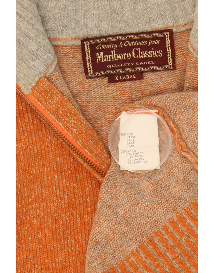 Marlboro Classics Herre Zip Neck Jumper Sweater XL Orange Flecked Wool