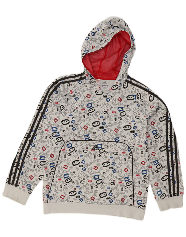 Adidas hættetrøje med abstrakt mønster til drenge 15-16 år Hvid Geometrisk