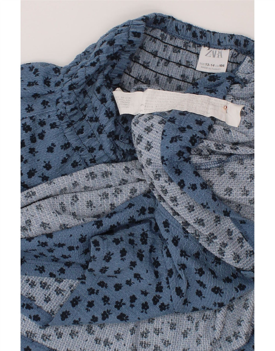 ZARA Flæseskørt til piger 13-14 år W26 blå plettet polyester