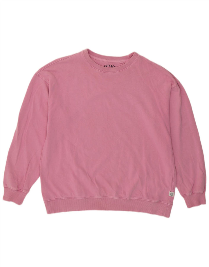 FAT FACE Dame Sweatshirt Jumper UK 12 Medium Pink Bomuld