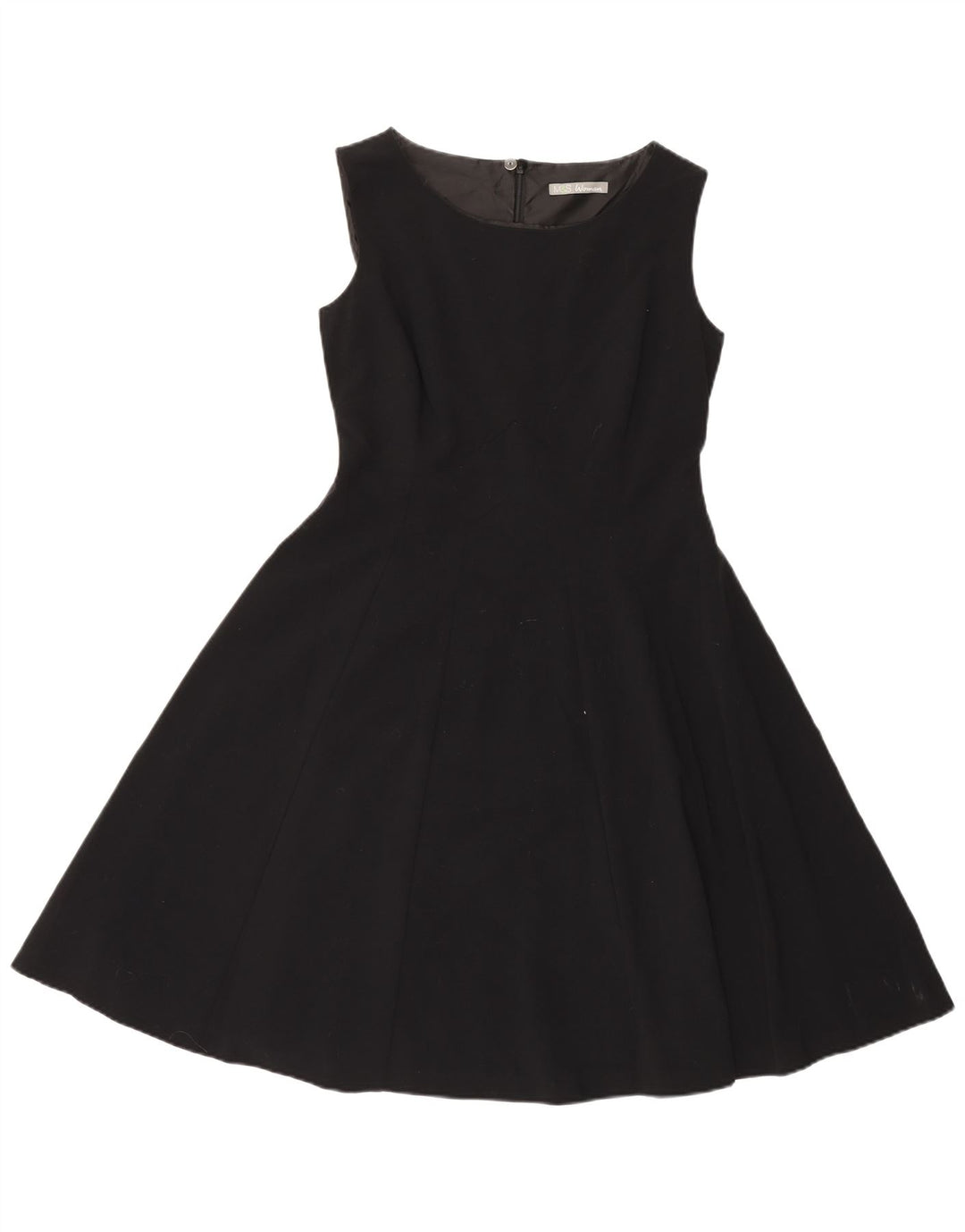 Marks & Spencer Dame Ærmeløs A-Line Kjole UK 12 Medium Sort Polyester