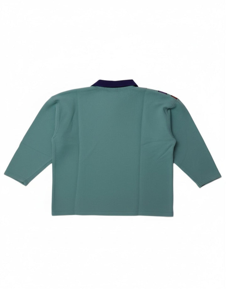 Vintage Dame Oversized 3/4-ærmet Sweatshirt Jumper UK 14 Medium Blue