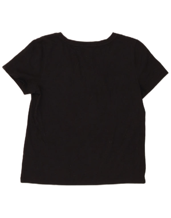 Chaps Dame T-Shirt Top UK 14 Stor Sort Bomuld