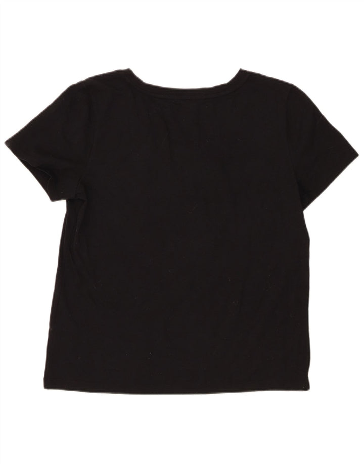 Chaps Dame T-Shirt Top UK 14 Stor Sort Bomuld