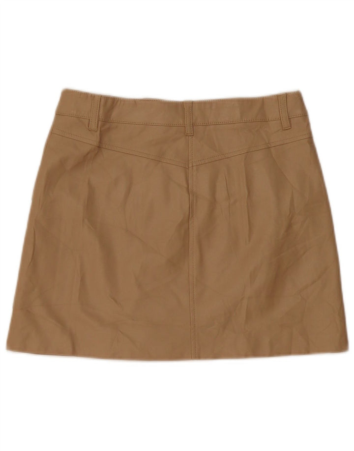 Zara Dame imiteret læder nederdel Medium W28 Beige