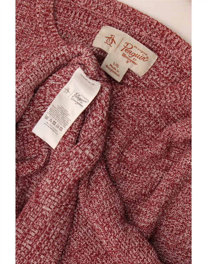 Penguin Herre Crew Neck Jumper Sweater Stor rødbrun Flecked Bomuld
