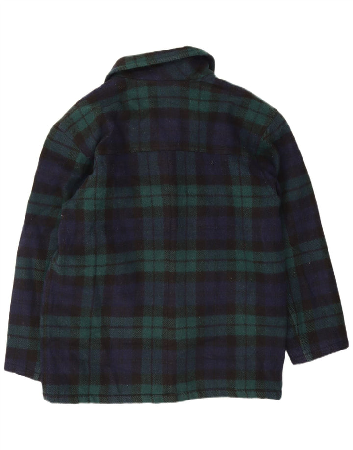Wear Over Herre Windbreaker Coat UK 38 Medium Navy Blue Check Wool