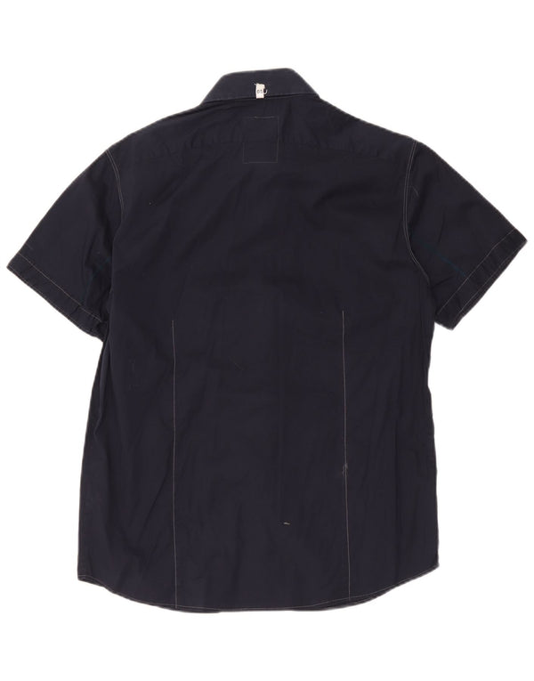 G-Star Mens Short Sleeve Shirt Large Navy Blue Cotton