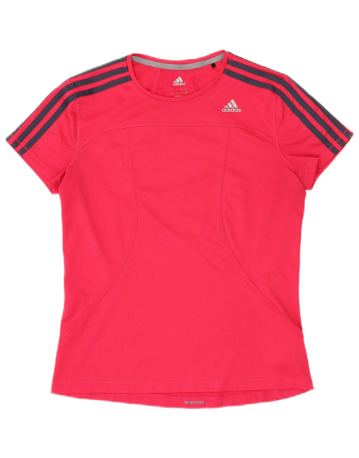 ADIDAS Dame Climalite T-Shirt Top UK 14 Medium Pink Polyester