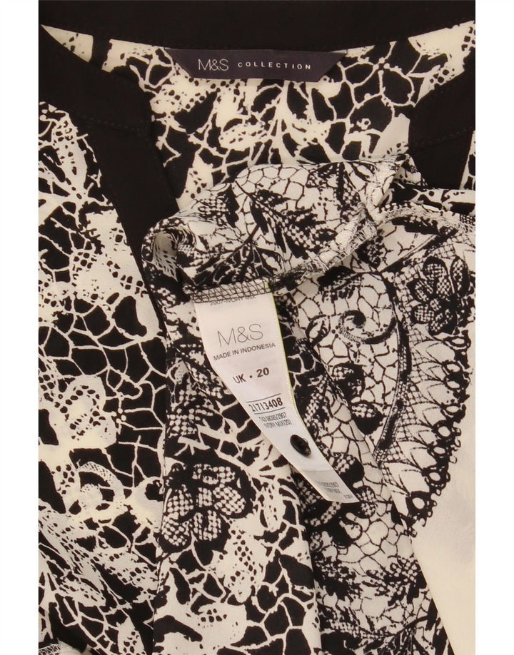 Marks & Spencer skjortebluse til kvinder UK 20 2XL Black Floral Polyester