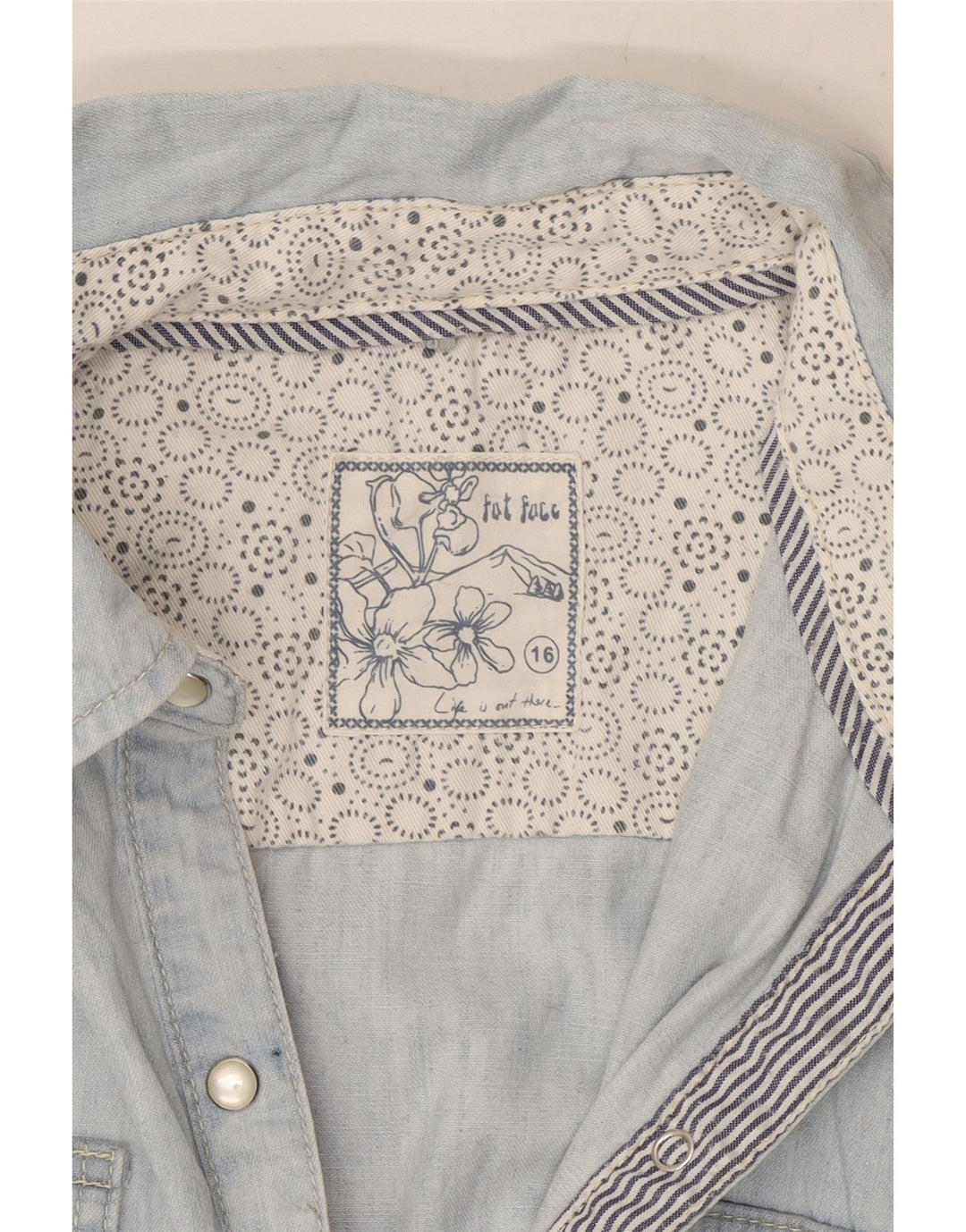 Fat Face Dame Denim Shirt UK 16 Large Blue Cotton