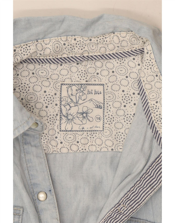 Fat Face Dame Denim Shirt UK 16 Large Blue Cotton
